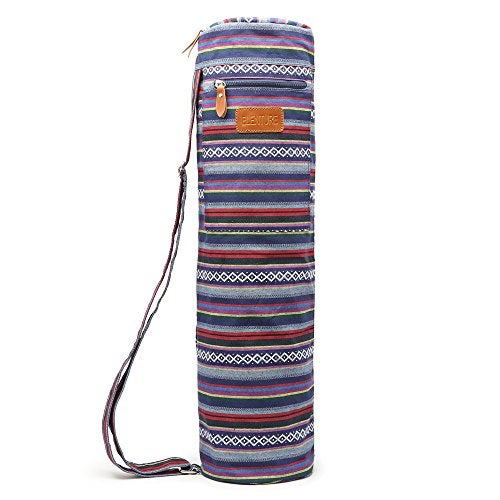 ELENTURE Canvas Yoga Mat Bag with Adjustable Strap & Pockets, Full-Zip Travel Gym Tote for Women & Men, Fits 1/4" & 1/3" Thick Mats, Lightweight Carrier for Yoga, Workout, Outdoor Use - Image 1