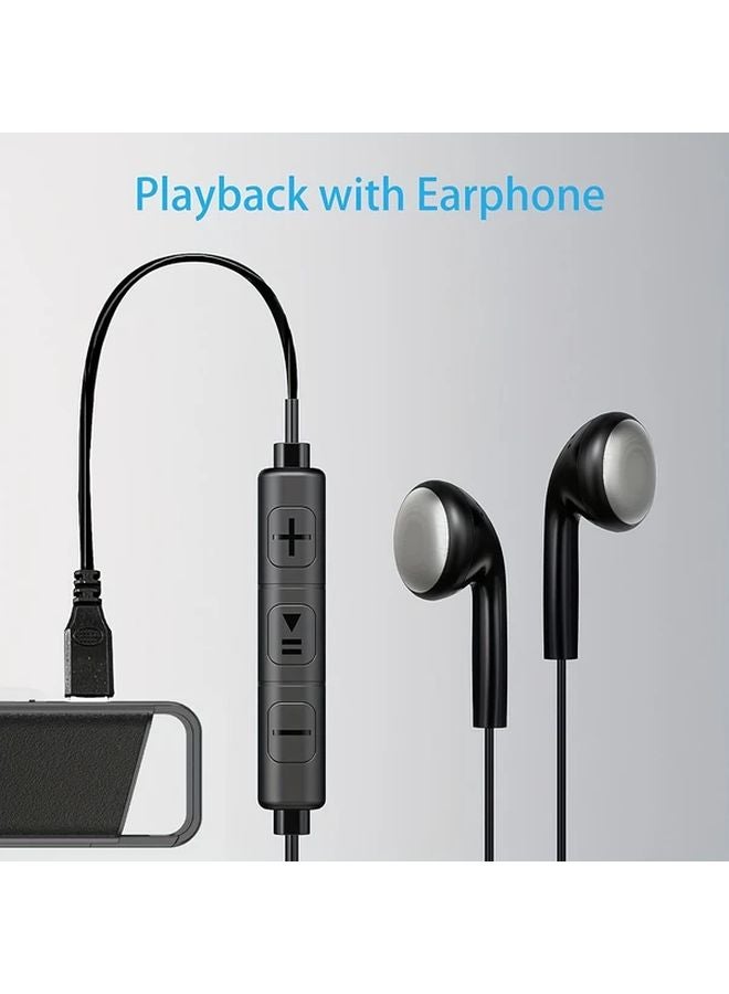 Black 64G Portable Mini Digital Voice Recorder with Noise Reduction Rechargeable Battery HD Sound - Image 4