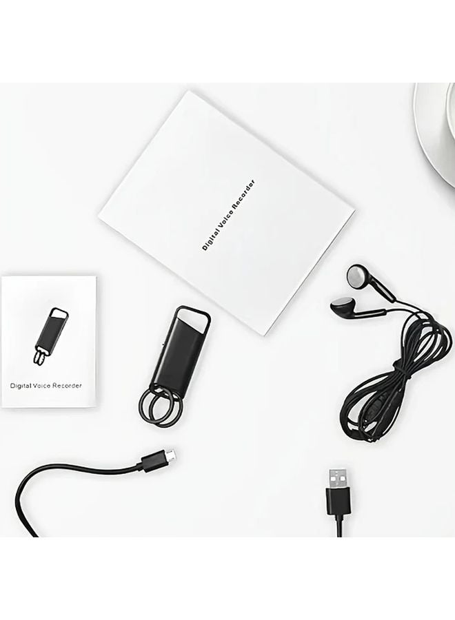 Black 64G Portable Mini Digital Voice Recorder with Noise Reduction Rechargeable Battery HD Sound - Image 5