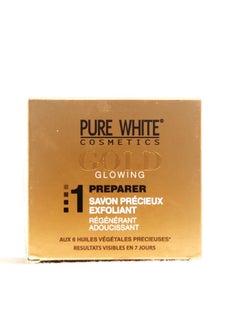 Pure White Cosmetics Gold Glowing Exfoliating Cleaning Softening Soap 150gm  - Image 1