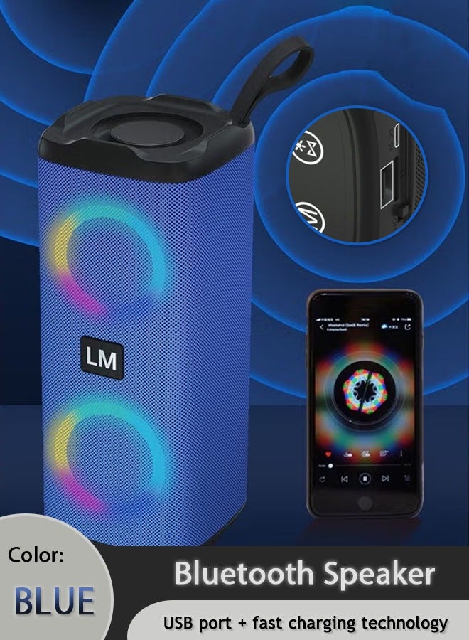 Bluetooth Speaker Home Portable Outdoor Gift Multifunctional Speaker Led Colorful Light Small Speaker Usb Port + Fast Charging Technology Noise Reduction(Blue) - Image 1