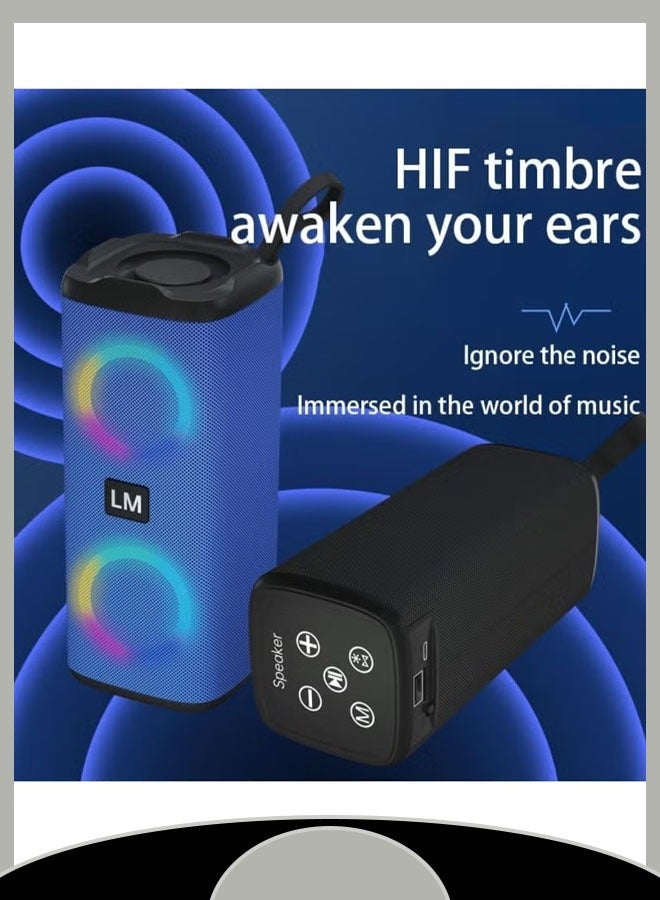 Bluetooth Speaker Home Portable Outdoor Gift Multifunctional Speaker Led Colorful Light Small Speaker Usb Port + Fast Charging Technology Noise Reduction(Blue) - Image 3