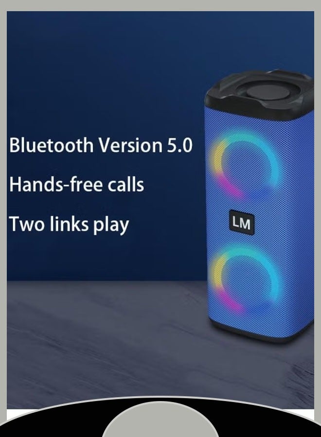 Bluetooth Speaker Home Portable Outdoor Gift Multifunctional Speaker Led Colorful Light Small Speaker Usb Port + Fast Charging Technology Noise Reduction(Blue) - Image 4