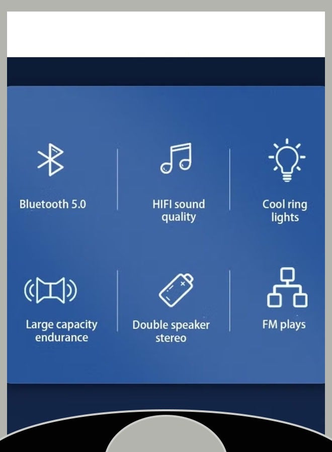 Bluetooth Speaker Home Portable Outdoor Gift Multifunctional Speaker Led Colorful Light Small Speaker Usb Port + Fast Charging Technology Noise Reduction(Blue) - Image 5