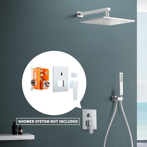 SKOWLL Shower Valve Kit 2 Way Bathroom Mixer Kit Wall Mount Shower Control Valve Single Handle with 2 Function cUPC Pressure Balance Kit, Polished Chrome - Image 2