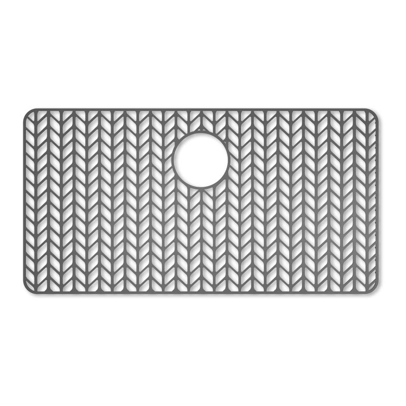 AWOKE Large Silicone Sink Protectors for Kitchen Sink, 30" x 16" Rear Drain Hole, Sink Mat for Bottom of Farmhouse Kitchen Stainless Steel Sinks, Raised Feet/Heat Resistant/Non-slip (Gray) - Image 1