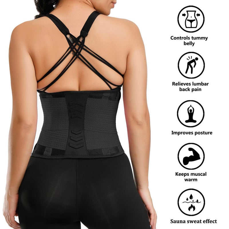 VENUZOR Waist Trainer Belt for Women - Waist Cincher Trimmer - Slimming Body Shaper Belt - Sport Girdle Belt (UP Graded)(Black,S) - Image 2