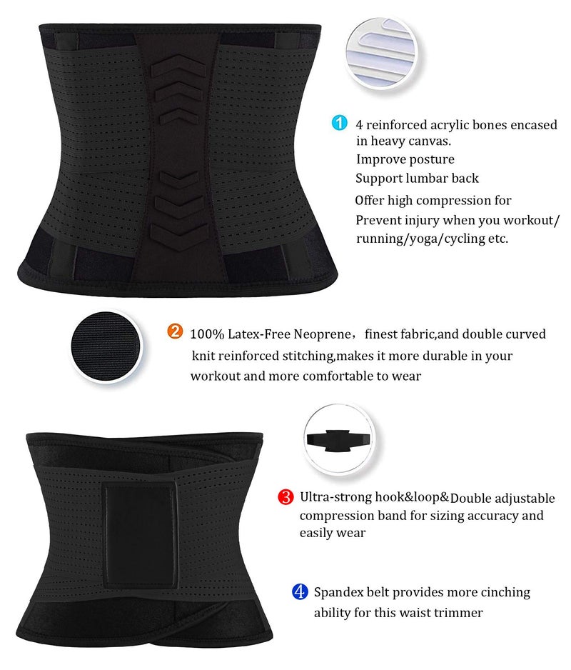 VENUZOR Waist Trainer Belt for Women - Waist Cincher Trimmer - Slimming Body Shaper Belt - Sport Girdle Belt (UP Graded)(Black,S) - Image 5