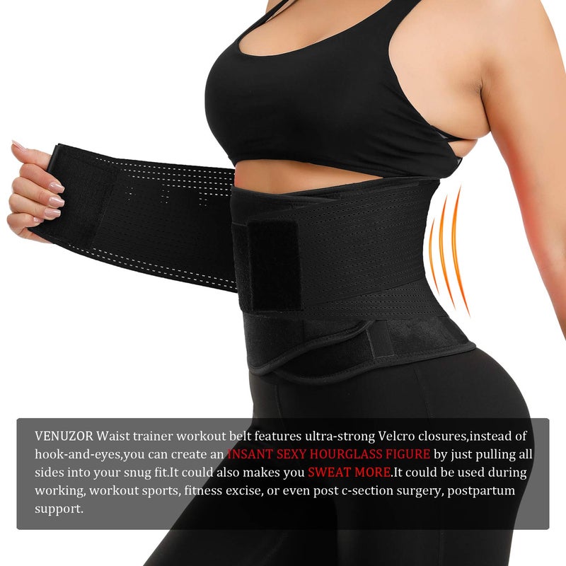 VENUZOR Waist Trainer Belt for Women - Waist Cincher Trimmer - Slimming Body Shaper Belt - Sport Girdle Belt (UP Graded)(Black,S) - Image 4
