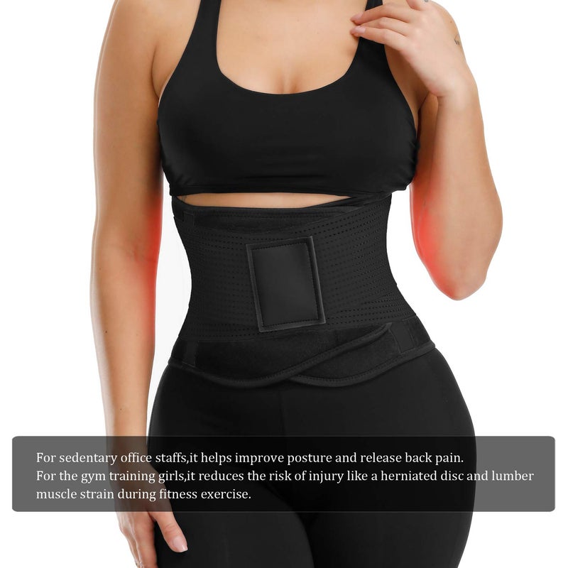 VENUZOR Waist Trainer Belt for Women - Waist Cincher Trimmer - Slimming Body Shaper Belt - Sport Girdle Belt (UP Graded)(Black,S) - Image 3