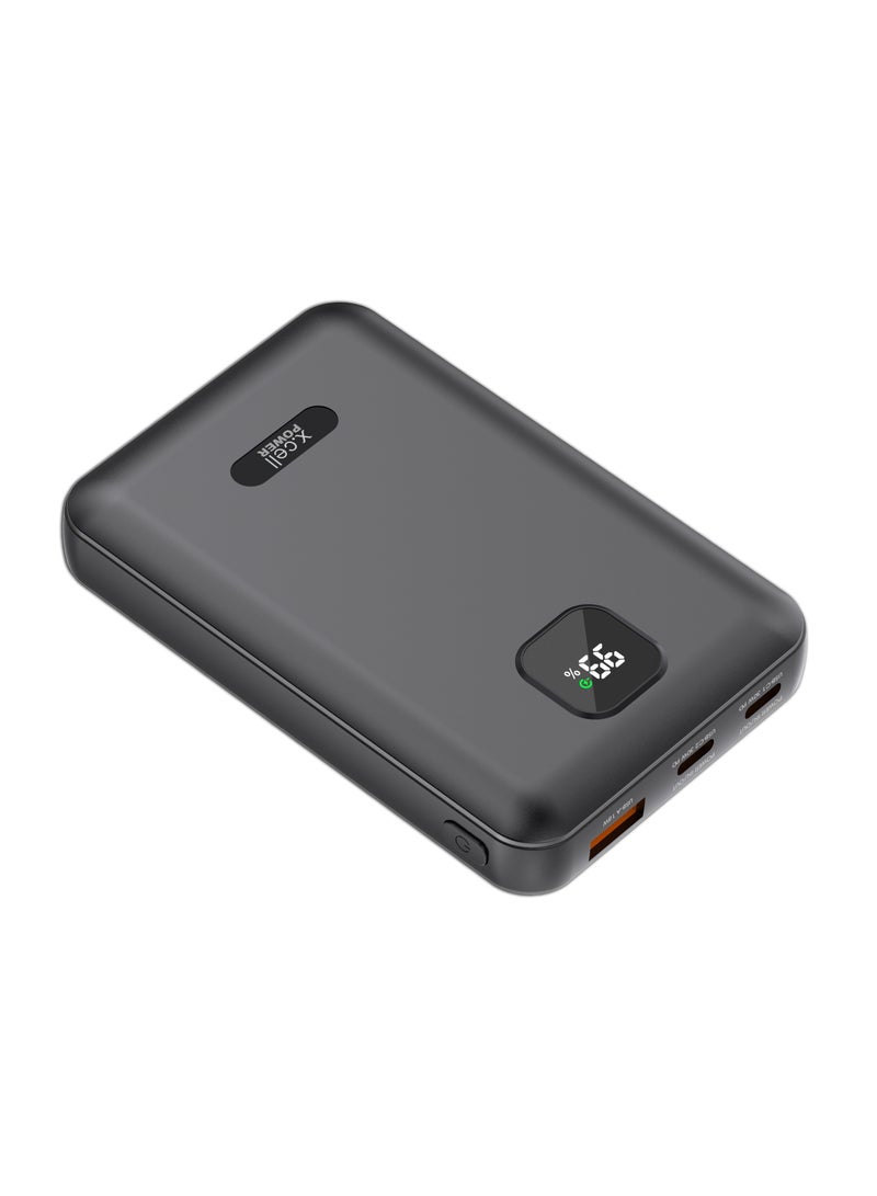 Xcell Xcell 10,000mAh Power Bank with LED Display | Dual 30W USB-C PD + 18W USB-A | Triple Port Charging | MacBook Air, iPhone, Samsung Galaxy, iPad Pro Compatible | Precise Battery Indicator - Black - Image 2