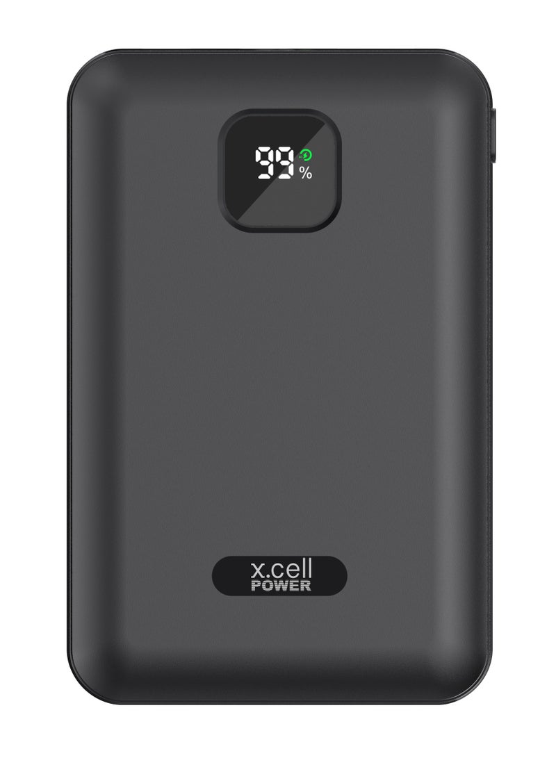 Xcell Xcell 10,000mAh Power Bank with LED Display | Dual 30W USB-C PD + 18W USB-A | Triple Port Charging | MacBook Air, iPhone, Samsung Galaxy, iPad Pro Compatible | Precise Battery Indicator - Black - Image 3