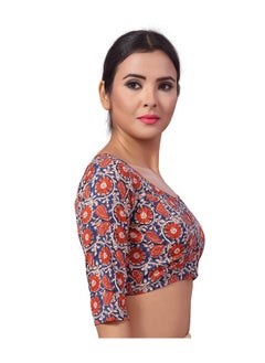 Studio Shringaar Studio Shringaar Women's Pure Cotton Readymade Kalamkari Printed Saree Blouse With 3/4 Sleeves (Multi-Colour, 36)  - Image 2