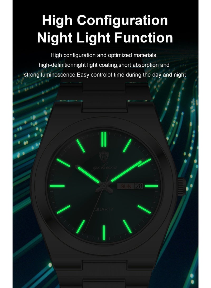 GOHUOS Men's Analog Quartz Watch - 40mm Blue | Stainless Steel, Waterproof, Luminous with Date Display | Luxury Casual Wrist Watch - Image 5