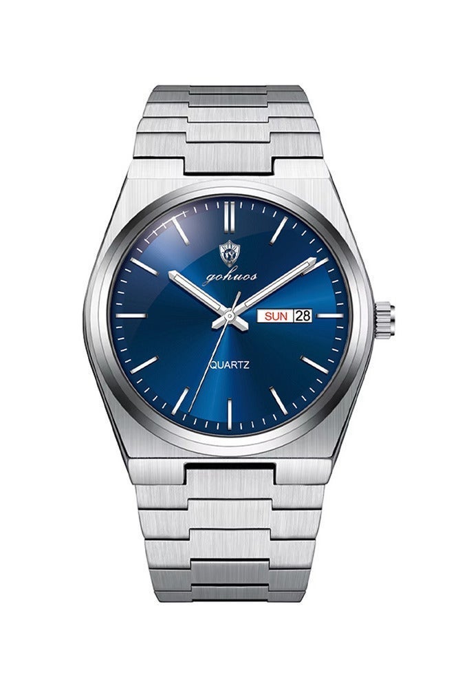 GOHUOS Men's Analog Quartz Watch - 40mm Blue | Stainless Steel, Waterproof, Luminous with Date Display | Luxury Casual Wrist Watch - Image 4