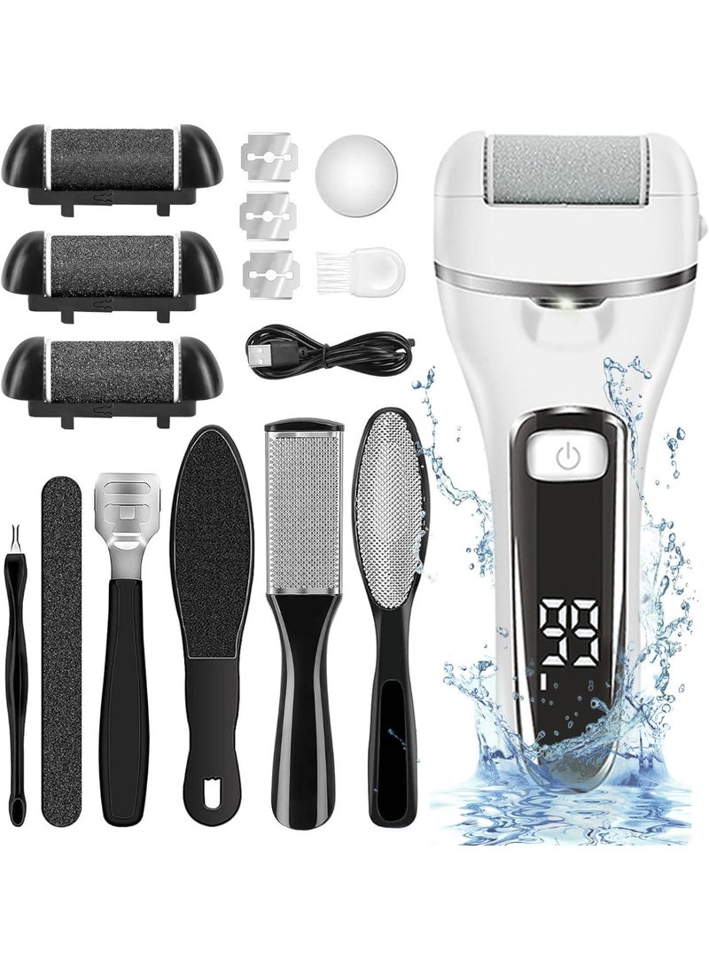 Quantum Electric Callus Remover for Feet | Rechargeable Foot File, Electric Foot Scrubber | 18 Piece Pedicure kit for Cracked Heels & Dead Skin with 3 Roller Heads - Image 1