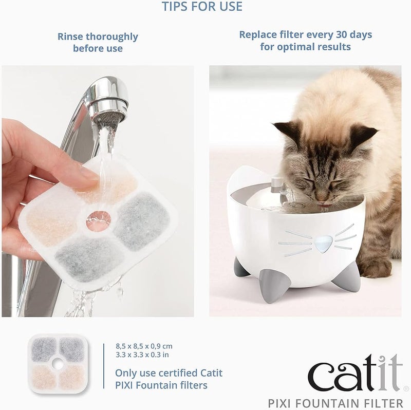 Catit PIXI Cat Drinking Fountain Filter, Replacement Triple Action Water Filter, 3-Pack - Image 4