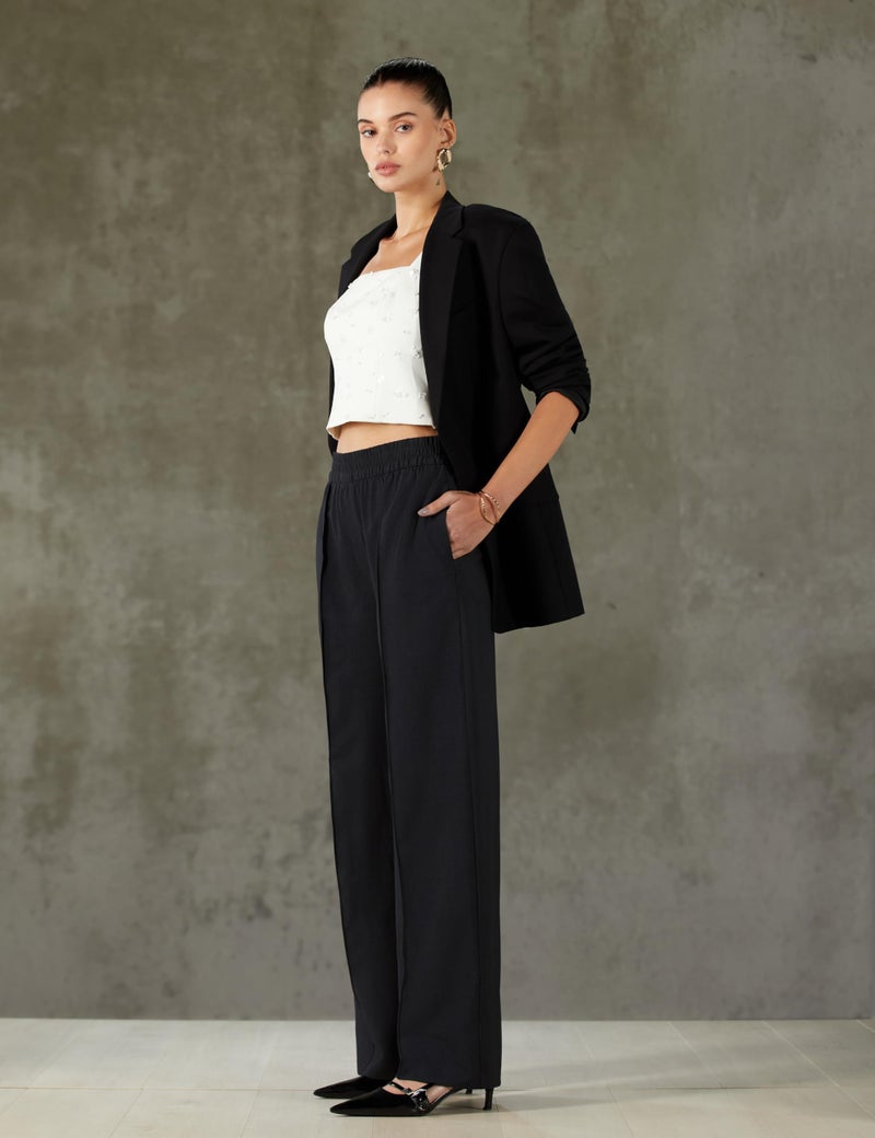 Marks & Spencer Wide Leg Trousers T598765CHARCOAL (S) - Image 2