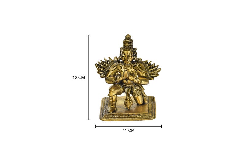 The Advitya Brass Garuda Sitting On Base (Height - 4.8 inch, Width - 4.3 inch, Weight - 1092gm) - Image 4