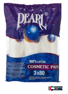 Sea Pearl 100% Cotton Make Up Cosmetics Pads (Pack Of 3 X 80)  - Image 1