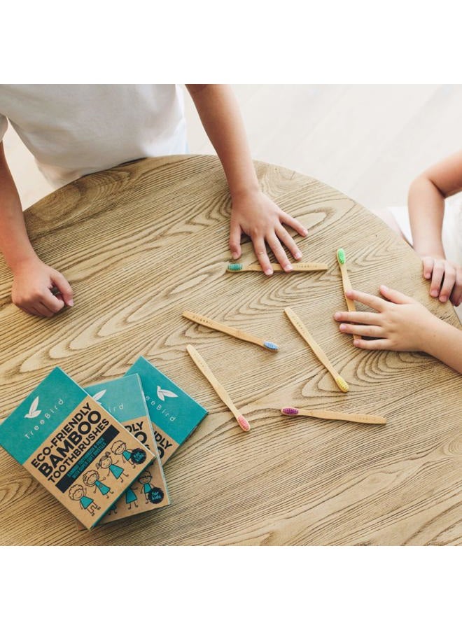 TreeBird Kids Bamboo Toothbrush 6-Pack | Super Soft Bristles | Eco-Friendly Dental Care for Children | Compostable Natural Organic Wood Handles | Colorful BPA-Free Brushheads - Image 3