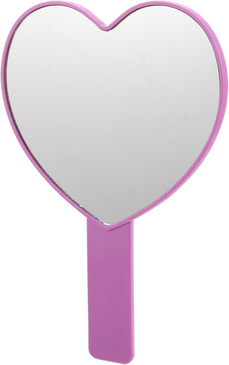 Handheld Cosmetic Mirror for Women Small Violet Heart-Shaped Makeup Mirror with Handle for Travel and Daily Use - Image 1