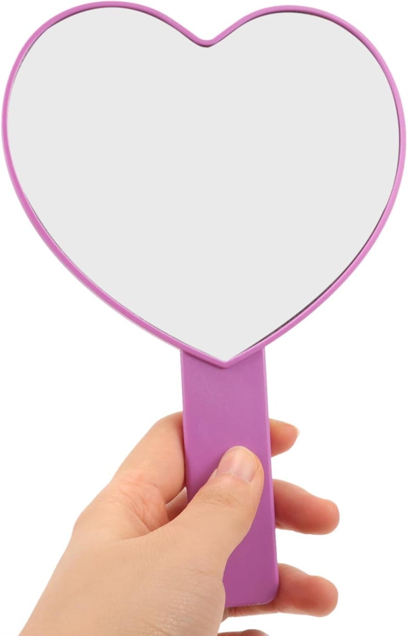 Handheld Cosmetic Mirror for Women Small Violet Heart-Shaped Makeup Mirror with Handle for Travel and Daily Use - Image 4