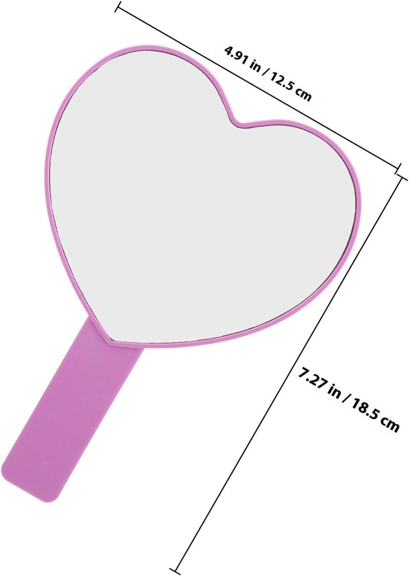 Handheld Cosmetic Mirror for Women Small Violet Heart-Shaped Makeup Mirror with Handle for Travel and Daily Use - Image 2