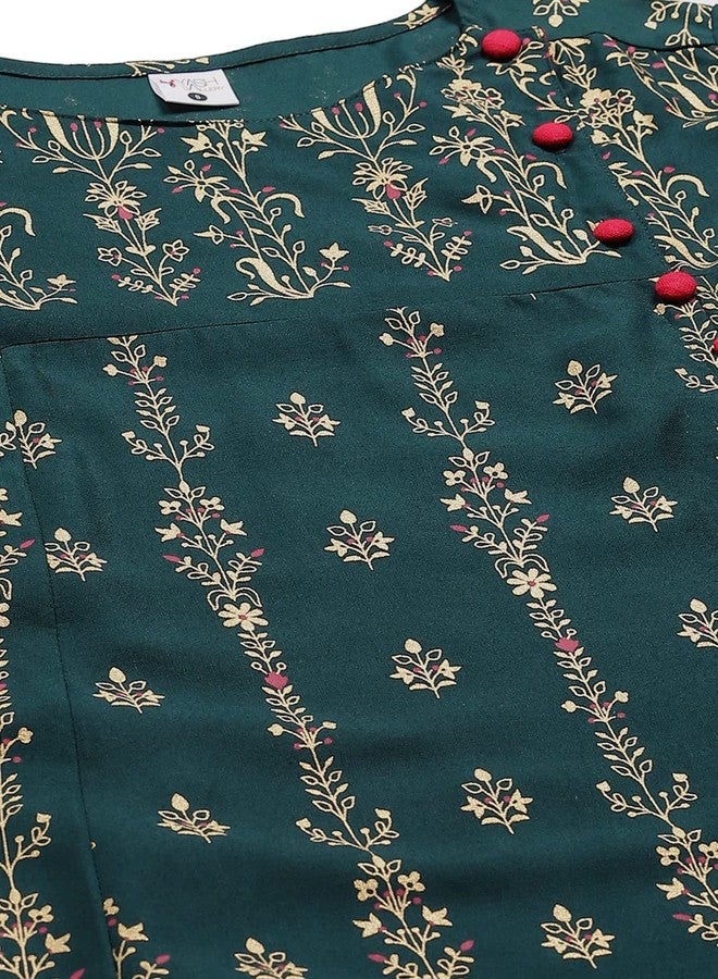 معرض ياش قميص أناركالي نسائي مطبوع عليه زهور من قماش الرايون من ياش جاليري (1247YKGREEN_Green_XXXXX-Large) - Image 5