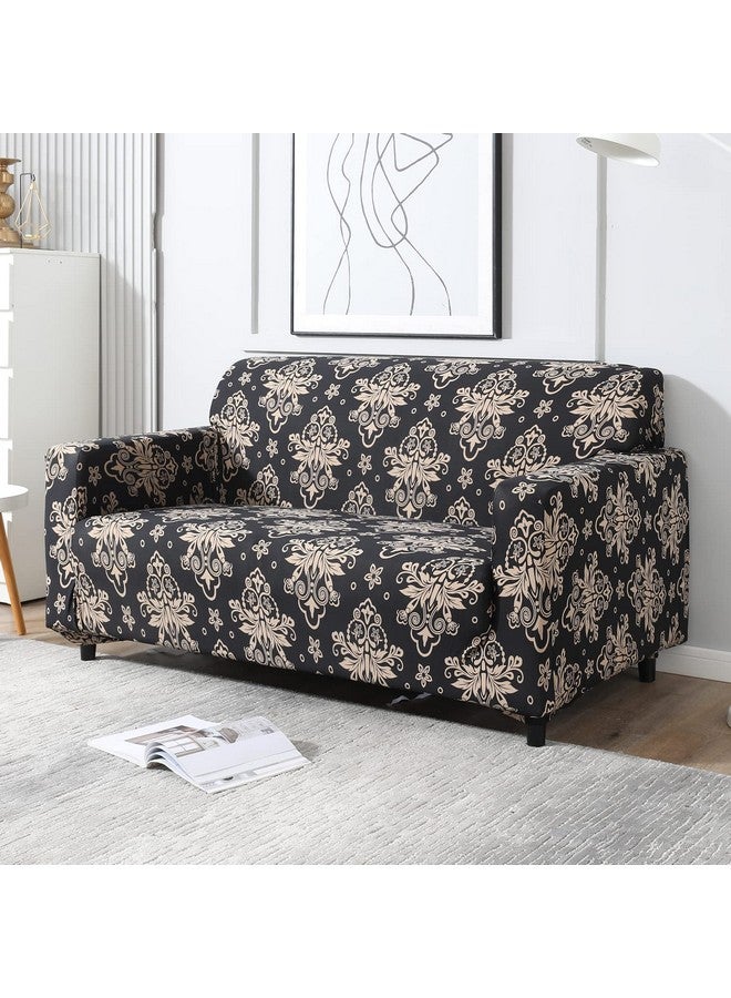 هوكيبو غطاء أريكة HOKIPO مرن وقابل للتمدد عالميًا لمقعدين (AR-4094-D8-أسود دمشقي) - Image 1