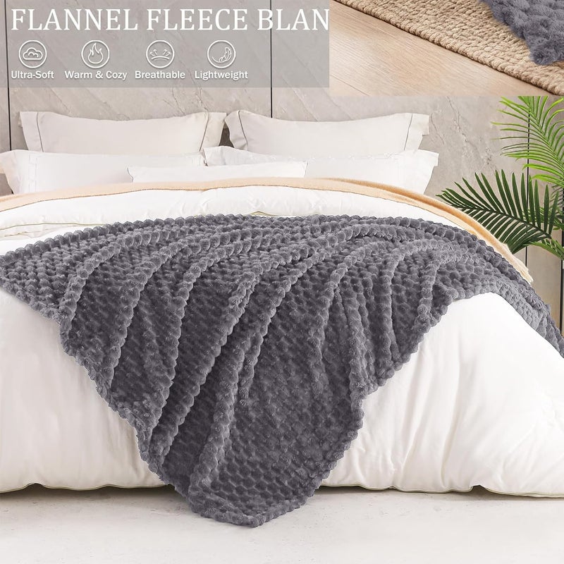 Queen Size Soft Fleece Blanket, 90x90 Inches Stylish Jacquard Velvet Blanket for Bed, Fuzzy Cozy Lightweight for All Season, Grey | Extra Soft Fuzzy Plush Lightweight Bed Blankets, Cozy Fluffy Decorative Blankets for All Seasons, 90x90 Inches - Image 3