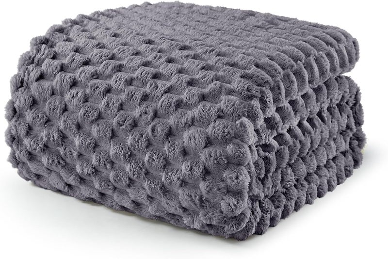 Queen Size Soft Fleece Blanket, 90x90 Inches Stylish Jacquard Velvet Blanket for Bed, Fuzzy Cozy Lightweight for All Season, Grey | Extra Soft Fuzzy Plush Lightweight Bed Blankets, Cozy Fluffy Decorative Blankets for All Seasons, 90x90 Inches - Image 1