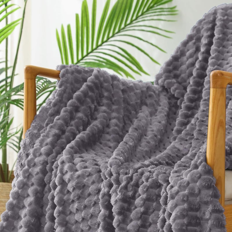 Queen Size Soft Fleece Blanket, 90x90 Inches Stylish Jacquard Velvet Blanket for Bed, Fuzzy Cozy Lightweight for All Season, Grey | Extra Soft Fuzzy Plush Lightweight Bed Blankets, Cozy Fluffy Decorative Blankets for All Seasons, 90x90 Inches - Image 5