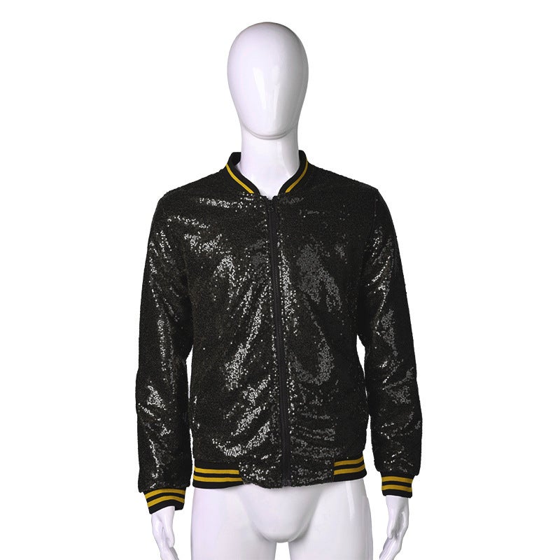 إسكدنيا Men'S Plus Size Loose Sequin Dance Clothes Zipper Cardigan Jacket Selling Explosions - Image 4