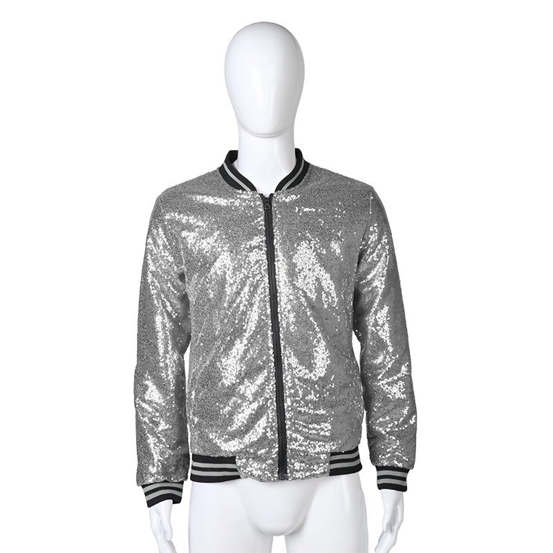 إسكدنيا Men'S Plus Size Loose Sequin Dance Clothes Zipper Cardigan Jacket Selling Explosions - Image 5