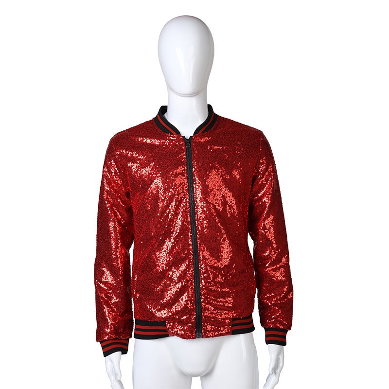 إسكدنيا Men'S Plus Size Loose Sequin Dance Clothes Zipper Cardigan Jacket Selling Explosions - Image 1
