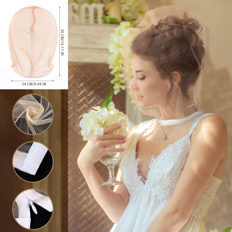 Loopeer 6 Pcs Makeup Protector Hood Washable Light Airy Nylon Chiffon Makeup Hood Zipper Closure Reusable Make up Face Cover for Women Girls Beauty Weddings (Nude)  - Image 2