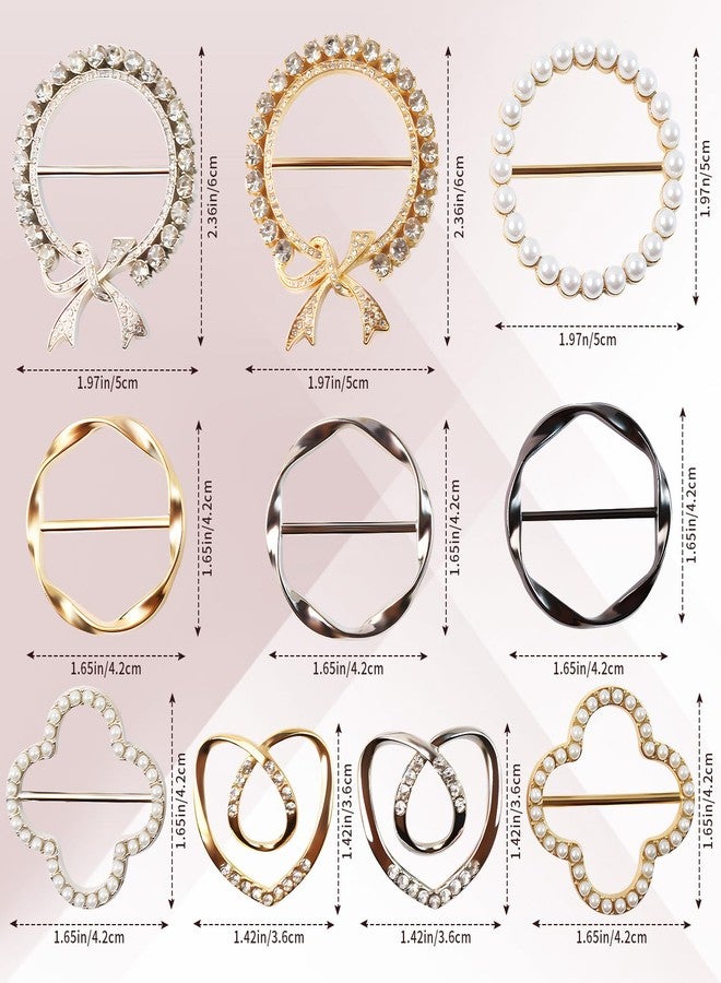 Quadafy 10 Pack Scarf Ring Clip T-Shirt Tie Clips for Women, Scarf Ring Clothes Corner Knotted Button, Women Fashion Metal Round Circle Shirt Clip Buckle, With 1 Storage Box - Image 2