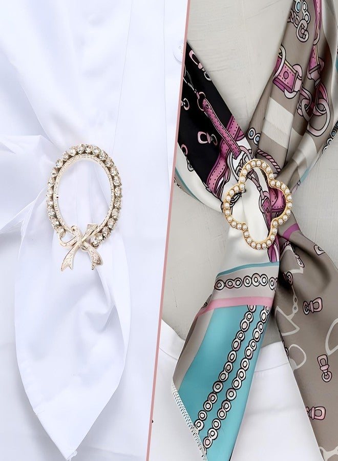 Quadafy 10 Pack Scarf Ring Clip T-Shirt Tie Clips for Women, Scarf Ring Clothes Corner Knotted Button, Women Fashion Metal Round Circle Shirt Clip Buckle, With 1 Storage Box - Image 5