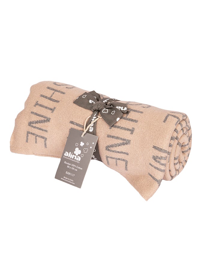 Alina Blanket 100% Cotton Knitted (You Are My Sunshine Rice-Light Grey Melange-Silver Lurex ) - Image 3