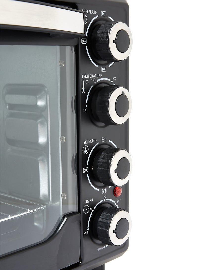 Saachi Eletric Oven with 2 Hot Plates, a Rotisserie Pit, 4 Heat Settings, Adjustable Timer and Temperature Control 30 L 1500 W NL-OH-1928HPG-BK Black - Image 3