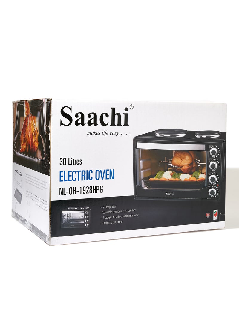 Saachi Eletric Oven with 2 Hot Plates, a Rotisserie Pit, 4 Heat Settings, Adjustable Timer and Temperature Control 30 L 1500 W NL-OH-1928HPG-BK Black - Image 4