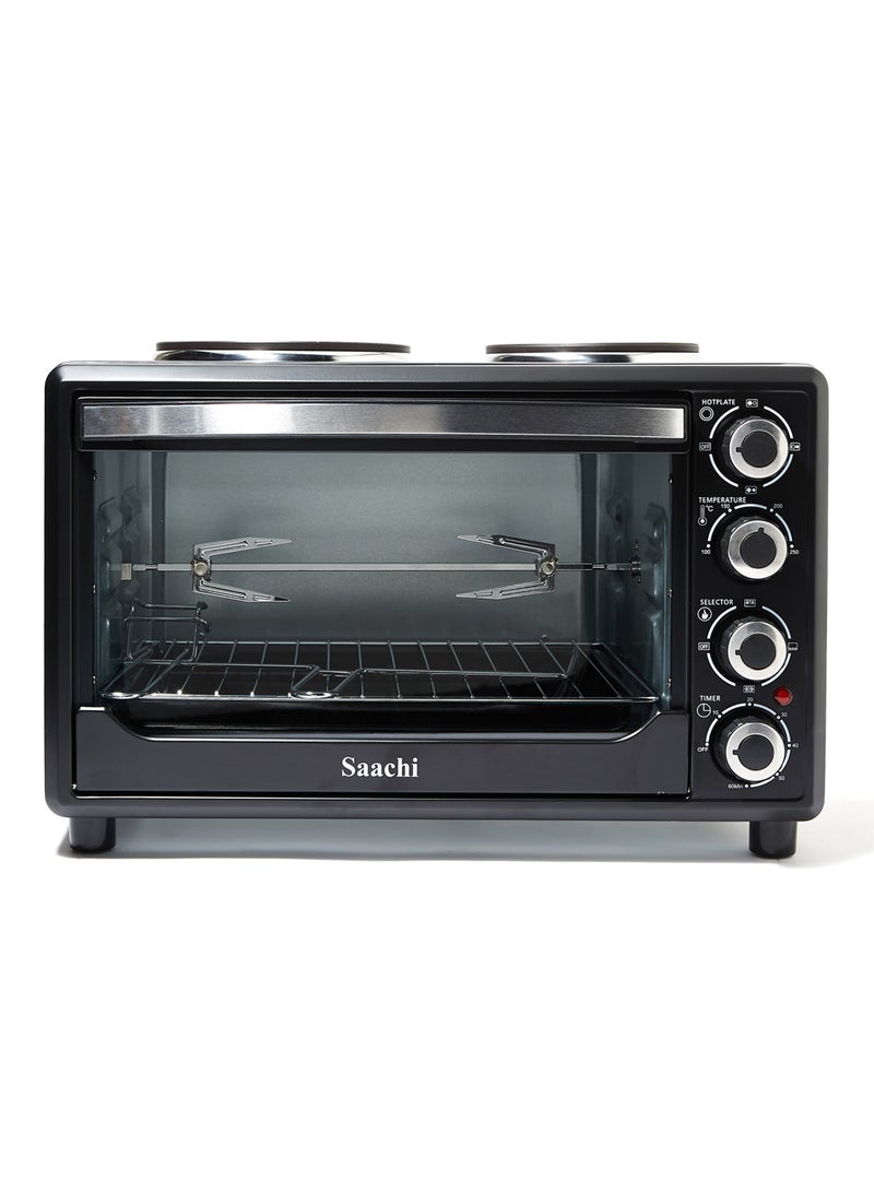 Saachi Eletric Oven with 2 Hot Plates, a Rotisserie Pit, 4 Heat Settings, Adjustable Timer and Temperature Control 30 L 1500 W NL-OH-1928HPG-BK Black - Image 1