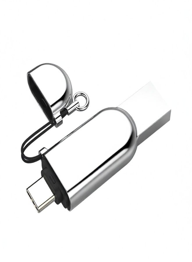 إيجيت محرك أقراص فلاش USB من إيجيت FU68 بسعة 64 جيجابايت، من النوع C، USB 3.0، ثنائي المنافذ، معدني، مزود بخاصية تشفير بصمة الإصبع، متوافق مع الهواتف الذكية وأجهزة الكمبيوتر المحمولة والهواتف الذكية. - Image 1
