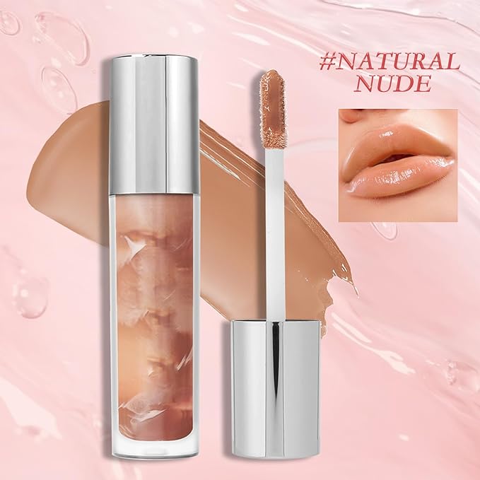 2PCS Lip Gloss Set Natural Plumping Glossy Finish Waterproof SmudgeProof LongLasting Hydrating Lip Oil for AllDay Wear in Nude Red - Image 2