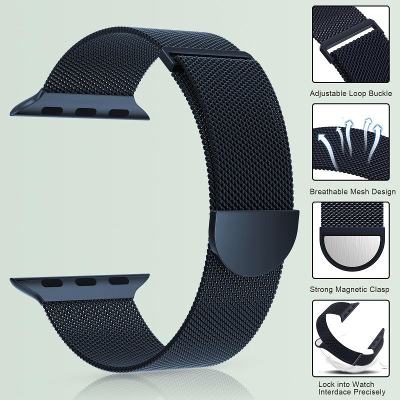 MARGE PLUS Compatible with Apple Watch Band 38mm 40mm 41mm 42mm 44mm 45mm 46mm 49mm Women Men, Stainless Steel Mesh Loop Magnetic Clasp Replacement for iWatch Series 11 10 9 8 7 6 5 4 SE3 SE2 Ultra 3 - Image 2