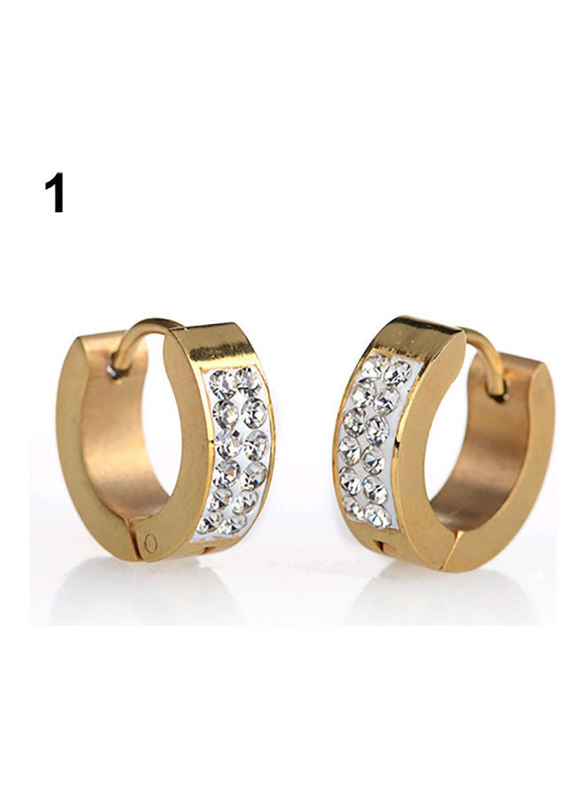 Pair Of 1 Rhinestones Inlaid Titanium Steel Ear Studs - Image 1