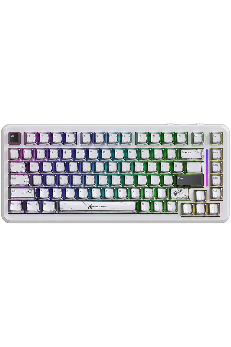 هجوم القرش لوحة مفاتيح ألعاب ميكانيكية RGB سريعة التشغيل بدون أسلاك X82PRO HE مع إمكانية ضبط التشغيل، 2.4G/سلكي/بلوتوث، معدل استقصاء 8K، مفتاح مغناطيسي بتأثير هول، بطارية 5000mAh للكمبيوتر الشخصي FPS (أبيض أنمي) - Image 1