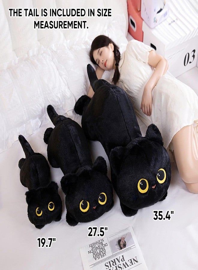 PEACH CAT 35.4" Long Cat Plush Pillow Cute Kitten Stuffed Animals Plushies Toy Gifts for Kids Black - Image 2