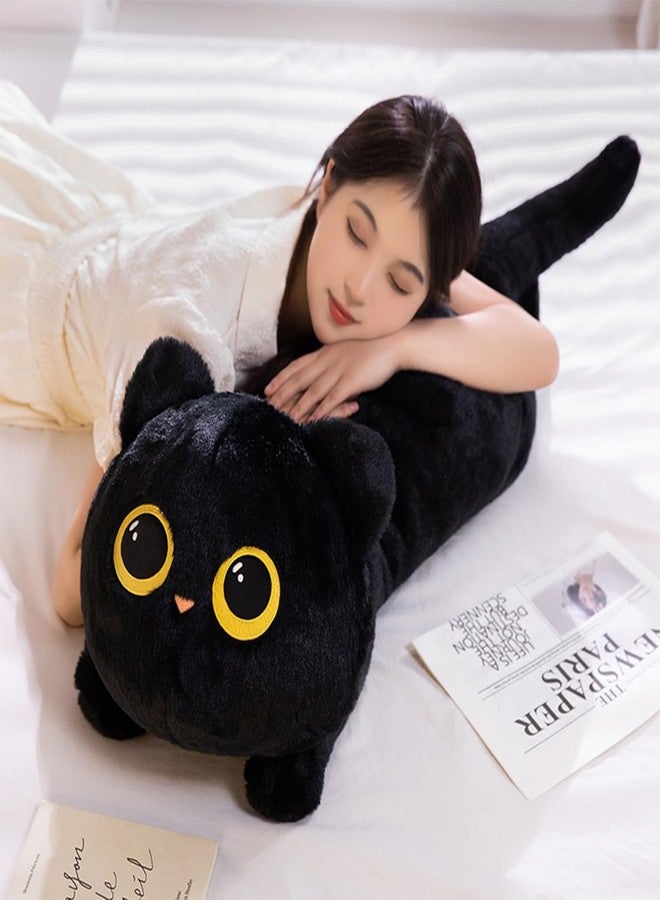 PEACH CAT 35.4" Long Cat Plush Pillow Cute Kitten Stuffed Animals Plushies Toy Gifts for Kids Black - Image 3